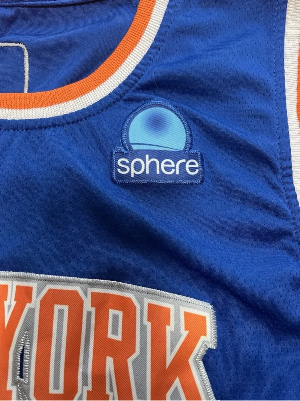 Nike NY Knicks Jalen Brunson Icon Edition Jersey Blue 54 Swingman Sphere Patch